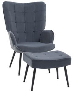 HOMCOM Poltrona con Pouf, Poltrona Relax con Pulsante, Grigio Scuro