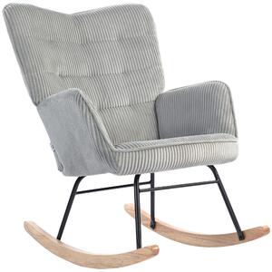 HOMCOM Poltrona Dondolo Vintage, Scivoli Curvi, Imbottitura Spessa, Faggio & Acciaio, Grigio Chiaro