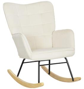 HOMCOM Poltrona Dondolo, imbottitura spessa, schienale largo, legno di faggio/telaio in acciaio, fino a 120 kg, Beige