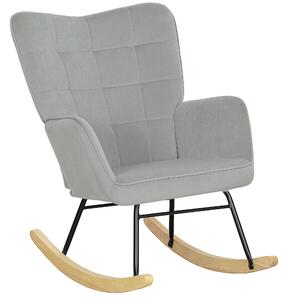 HOMCOM Sedia a Dondolo, Imbottitura Spessa, Schienale Largo, Faggio/Telaio in Acciaio, fino a 120 kg, Grigio Chiaro