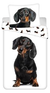 Set copripiumino e federa da bambini bianco e nero in cotone per letto singolo 140x200 cm Dachshund – Jerry Fabrics