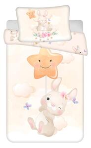 Set copripiumino e federa da bambini giallo in cotone per culla 100x135 cm Bunny "Star" – Jerry Fabrics