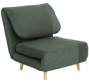 HOMCOM 2-in-1 Poltrona Letto Ospiti, poggiatesta regolabile Velluto a Coste 82 cm x 89 cm x 83 cm Verde