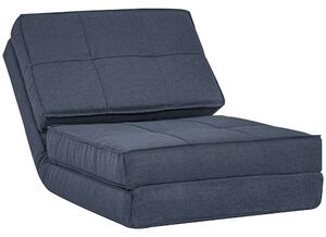 HOMCOM Poltrona da Pavimento Pieghevole Sofà Lettino a 5 Posizioni Poltrona Letto Divano Singolo Blu Scuro 61 x 73 x 58 cm