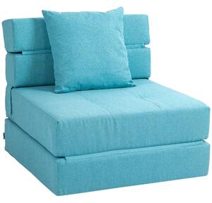HOMCOM Poltrona Letto Poltrona Relax Letto ospiti. Fodera rimovibile, 70 cm x 70 cm x 61 cm, Celeste