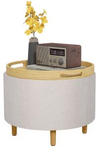 HOMCOM Pouf Imbottito in Teddyfleece con Spazio Nascosto e Coperchio Ribaltabile, 56 cm x 56 cm x 42 cm, Bianco
