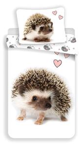 Set copripiumino e federa da bambini bianco/marrone in cotone per letto singolo 140x200 cm Hedgehog – Jerry Fabrics
