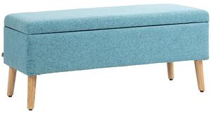 HOMCOM Cassapanca con Spazio di Archiviazione, fino a 220 kg, Finitura in Lino, 110x39x45cm, Blu