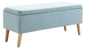 HOMCOM Panca con Contenitore Panca Imbottita Effetto Lino, Baule con Gambe in Legno, Panca Contenitore per Soggiorno Camera da Letto Ingresso 110 x 39 x 45 cm, Verde Chiaro