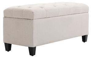 HOMCOM Panca Imbottita con Contenitore Panca da Corridoio da Camera da Letto Salotto Tessuto in Poliestere Legno di Gomma Bianco crema 100 x 40 x 44 cm