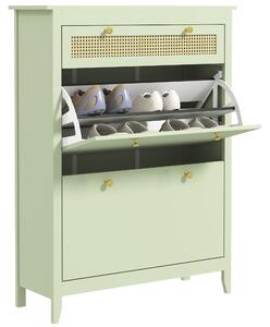 HOMCOM Scarpiera per 12 Paia di Scarpe, con 1 Cassetto Estraibile, 2 Cassetti Ribaltabili, Mobile Portascarpe, 88 x 30 x 120 cm, Verde