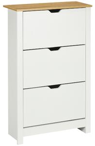 HOMCOM Mobile per Scarpe Scarpiera Scatola Portascarpe, 3 Scomparti, 18 Paia di Scarpe, 72 cm x 26 cm x 112 cm, Bianco + Marrone