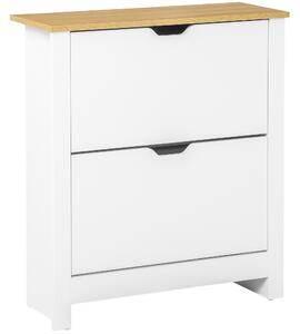 HOMCOM Mobile per Scarpe Mensola Portascarpe, 2 Scomparti, 12 paia di scarpe, 72 cm x 26 cm x 80 cm, Bianco + Marrone