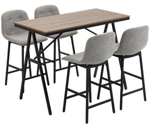 HOMCOM Set da bar con sgabelli dal design industriale, imbottitura a bottoni, 120 cm x 60 cm x 91 cm, Grigio chiaro