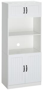 HOMCOM Mobile da Cucina Credenza Buffet Stile Country, 2 Armadi, 2 Ripiani, 70 cm x 40 cm x 170 cm, Bianco e Nero | Aosom Italy