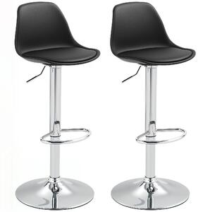 HOMCOM Set da 2 pezzi Sgabelli da Bar, Sgabelli da Bar, Sgabelli Girevoli con Schienale, altezza regolabile, fino a 120 kg di portata, 42 x 38 x 82-104 cm, Nero