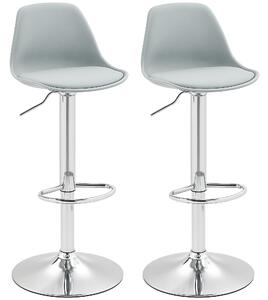 HOMCOM Set da 2 Sgabelli da Bar, Sgabelli da Bar, Sgabelli Girevoli con Schienale, regolabili in altezza, fino a 120 kg di portata, 42 x 38 x 82-104 cm, Grigio
