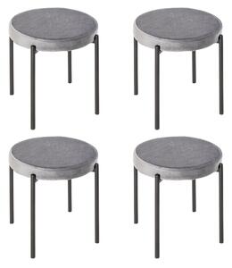 HOMCOM Set di 4 Sgabelli da Cucina Impilabili Sedie da Pranzo Sgabello con Seduta Imbottita, Rivestimento in Velluto per Cucina Sala da Pranzo Metallo Grigio 41,5 x 41,5 x 46 cm