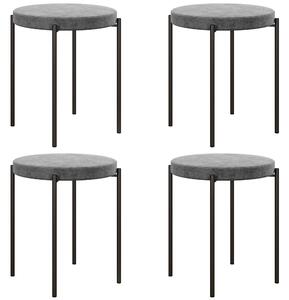 HOMCOM Set di 4 sgabelli da cucina, impilabili, finitura vellutata, capacità di 100 kg, telaio in acciaio, 41,5 x 41,5 x 46 cm, grigio scuro