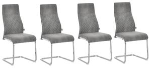 HOMCOM Set da 4 sedie a dondolo da pranzo 4 pezzi sedia da cucina, microfibra, 45 x 61 x 98 cm, Grigio
