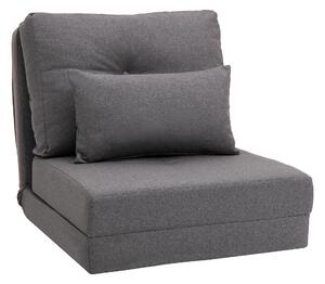 HOMCOM Divano da Pavimento Materasso Pieghevole, Design 2-in-1, Cuscino Rimovibile, 60 x 80 x 56 cm, Grigio Scuro