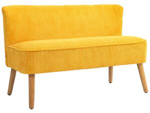 HOMCOM Divano Due Posti, Design Scandinavo Elegante, Telaio in Legno Massiccio, fino a 150 kg, 117 x 56,5 x 77 cm, Giallo