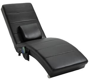 HOMCOM Poltrona Relax con Funzione Massaggio Sedia Lounge Ergonomica Schienale Alto, con Funzione Massaggio e Cuscino con Design Zero-G Poltrona Lounge Ecopelle Metallo Schiuma Nero 58 x 163 x 87 cm
