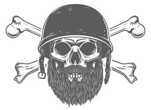 Illustrazione Illustration of bearded soldier skull with, ioanmasay