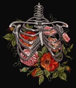 Illustrazione Embroidery human rib cage with red, Matriyoshka