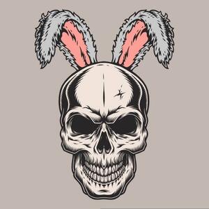 Illustrazione Skull Easter bunny emblem colorful, IMOGI