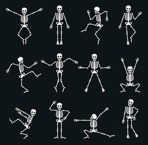 Illustrazione Funny dancing skeleton set, vectortatu