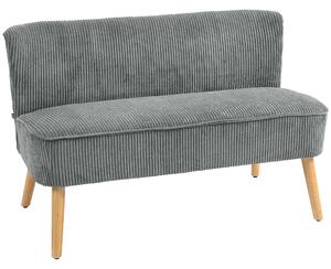 HOMCOM Divano a Due Posti Imbottito in Legno, Tessuto Effetto Velluto, Schiuma, 117 x 56,5 x 77 cm, Grigio