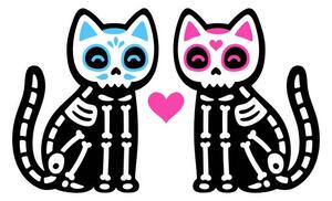 Illustrazione Black skeleton cats couple with Mexican, Sudowoodo