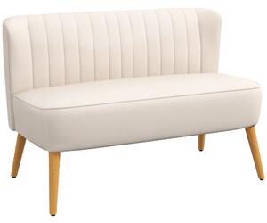 HOMCOM Divano Design Retrò a 2 posti, Gambe in Legno, 117 cm x 56,5 cm x 77 cm, Avorio