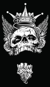 Illustrazione Winged King Skull with Roses and Crown, Mak_Art