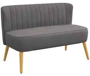 HOMCOM Divano dal Design Retro a due posti, Gambe in Legno, 117 cm x 56,5 cm x 77 cm, Grigio Scuro