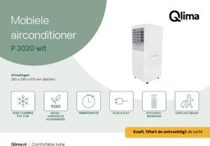 QLIMA Condizionatore Portatile 7000 Btu /h Climatizzatore Classe A Funzione Deumidificatore con Timer colore Bianco - P 3020