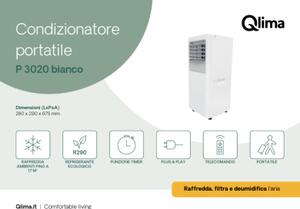 QLIMA Condizionatore Portatile 7000 Btu /h Climatizzatore Classe A Funzione Deumidificatore con Timer colore Bianco - P 3020