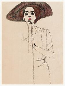 Riproduzione Brunette Woman Female Portrait - Egon Schiele