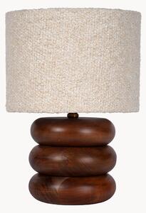 Lampada da tavolo in legno di acacia con paralume in bouclé Luigi