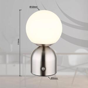 Globo Lampada LED da tavolo Julsy, color nichel, altezza 21 cm, CCT