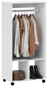 HOMCOM Armadio Guardaroba, 60 cm x 40 cm x 127 cm, 1 Asta Appendiabiti, 2 Ripiani, Bianco