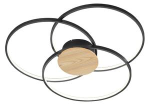 Trio Lighting Plafoniera LED Sedona con legno, nero satinato