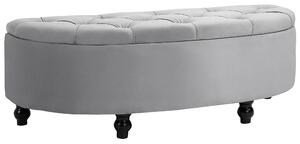HOMCOM Panca Contenitore Fondoletto Imbottita a Semicerchio, Velluto e Legno, 120x46x42 cm, Grigio Chiaro | Aosom Italy