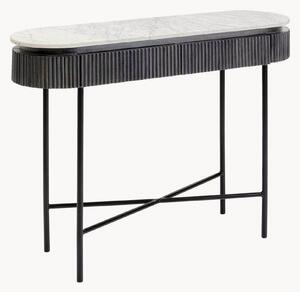 Consolle in legno di mango con piano in marmo e vano contenitore Glenn