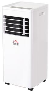 HOMCOM Condizionatore d'Aria Mobile, 7000BTU 3-in-1 Climatizzatore - Raffreddamento, Deumidificazione e Ventilazione - Deumidificatore, Ventilatore, con Telecomando Timer 24h, 2 Velocità, per 10-15 m², Bianco