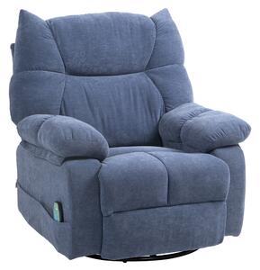 HOMCOM Poltrona massaggiante con funzione di calore e reclinabile, girevole, fino a 150 kg, telaio in metallo, 98x90x98cm, Blu