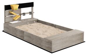 Outsunny Sandbox con stazione acqua, 2 vasi da giardino, legno massiccio trattato, 154 x 80 x 60cm, Grigio