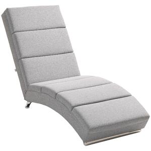 HOMCOM Chaise Longue Reclinabile con Schienale Alto, Imbottitura Spessa e Gambe in Metallo, Grigio Chiaro | Aosom Italy