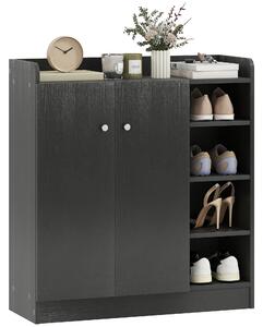Homcom scarpiera da ingresso salvaspazio mobile scarpiera in Legno con 2 Ante 3 Ripiani 83 x 30 x 90 cm Nero|Aosom